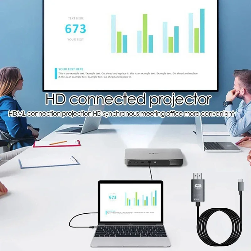 Cable USB C tipo C a adaptador HDMI 4K 60Hz Cable convertidor HDTV para iPhone 15 convertidor de TV MacBook Air iPad Samsung portátil - imagen 3