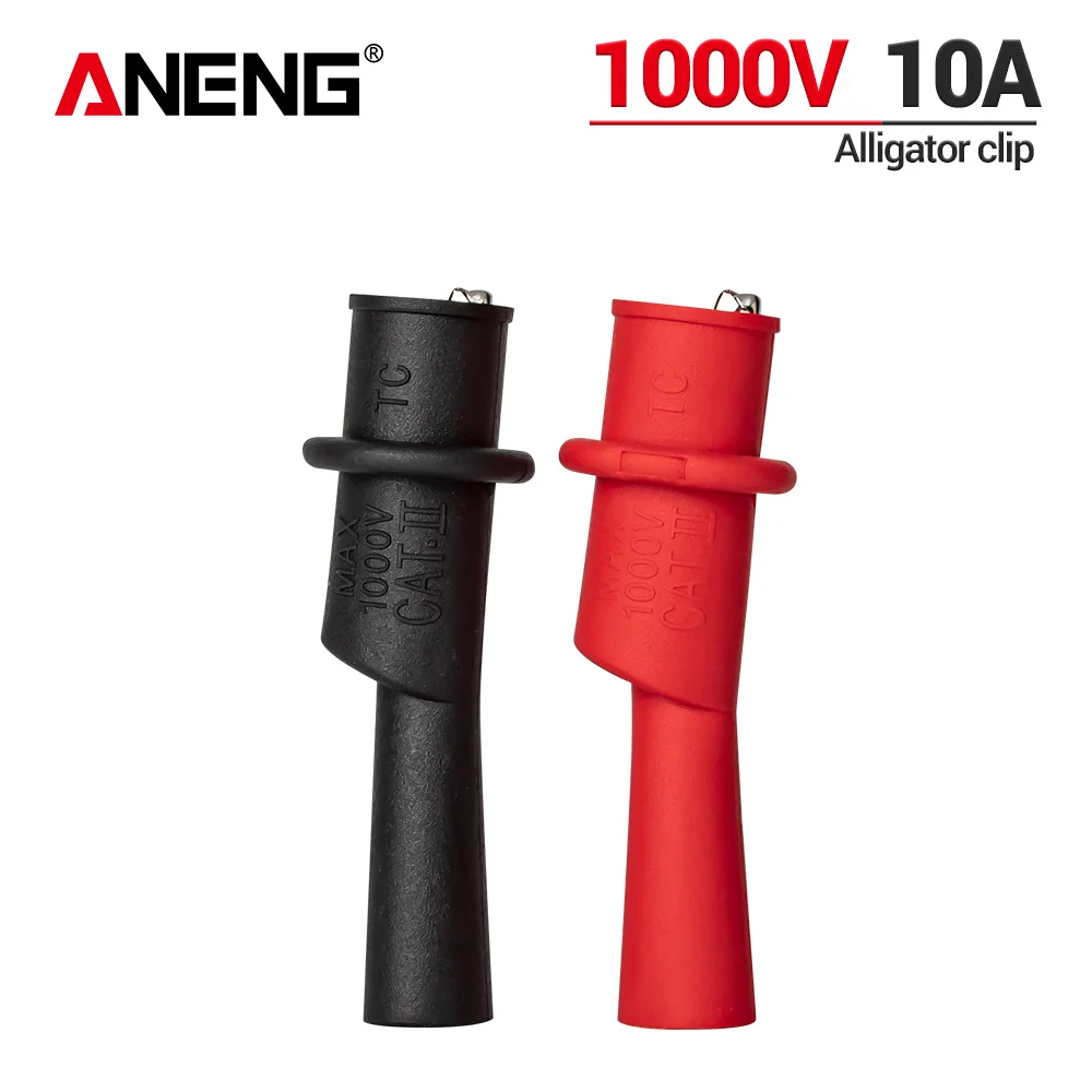 ANENG 1 par de abrazaderas de Clip de prueba de cocodrilo para multímetro, sonda de prueba, abrazadera eléctrica de cocodrilo para medidor de sonda de prueba