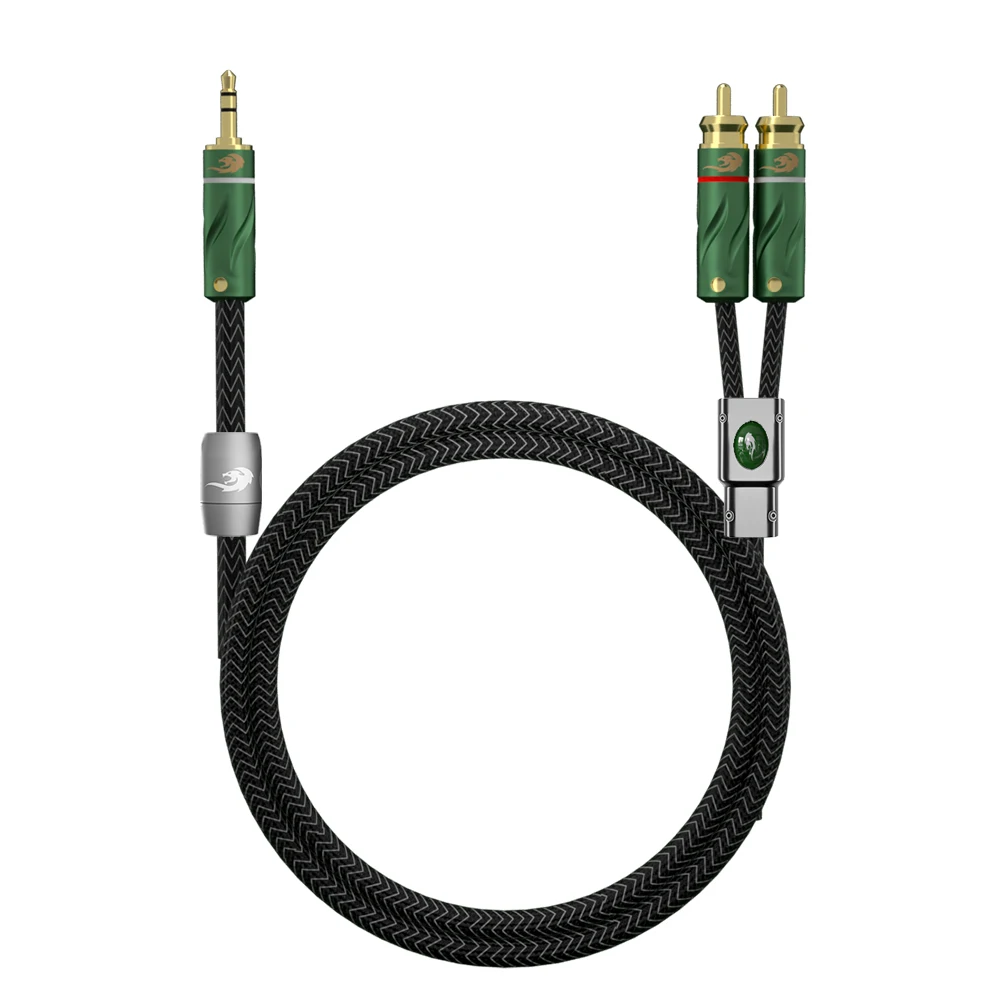 Cable de Audio estéreo Digital HIFI, 3,5mm a 2 RCA macho, corto Y divisor para teléfono móvil, amplificador de potencia de ordenador, chapado en oro de 24K - imagen 3