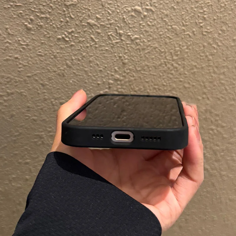 Funda para iphone 11 12 13 14 15 16 Pro Max Plus Series Funda de teléfono con espejo de tpu transparente con patrón de mariposa calado negro - imagen 5