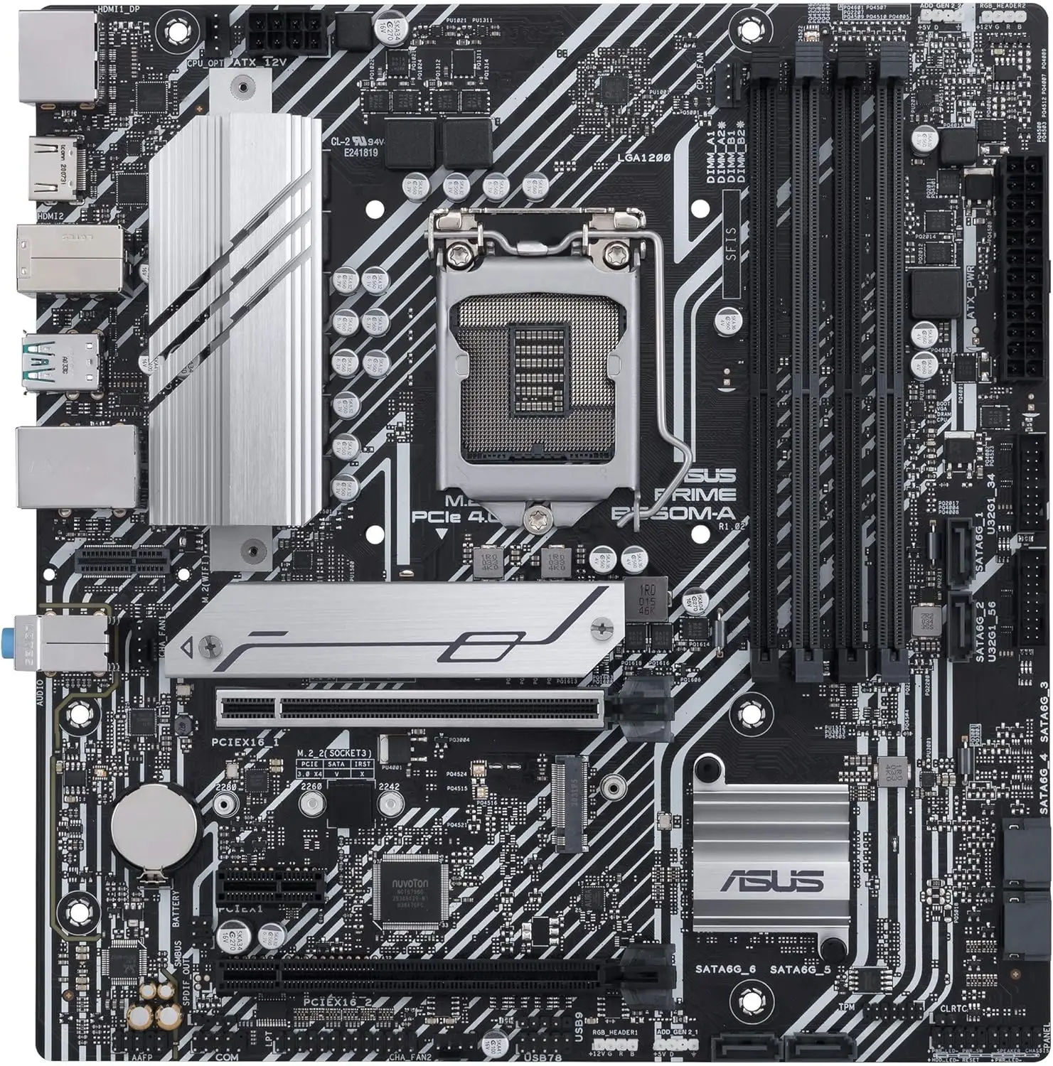 Placa base ASUS PRIME B560M-A LGA1200 intel B560 DDR4 128GB M.2 microATX compatible con CPU Core i3-10100 i5-10500 i5-11600 i9-10900 - imagen 2