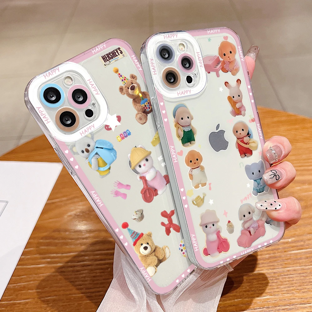 Preciosa funda de teléfono familiar de Sylvanians para Samsung Galaxy S25 S24 S23 S22 S21 Ultra Plus 5G S20 FE Note 20 10, funda transparente suave - imagen 2