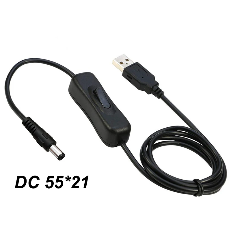 Cable de interruptor tipo C de 120CM/1,2 M, Cables de extensión Micro USB, Cable de carga con interruptor de encendido/apagado USB a DC 5521 55*21 para teléfono - imagen 4