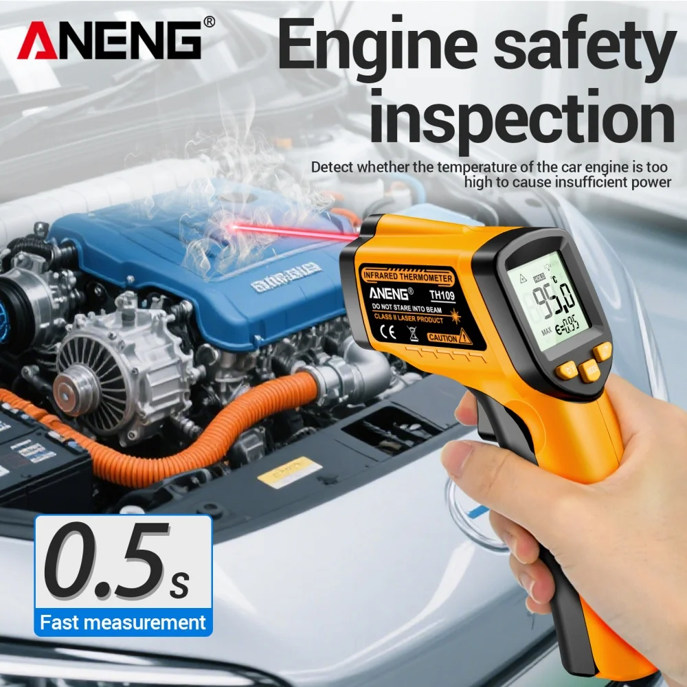 Termómetro láser ANENG TH109 Instrumentos de temperatura Pirómetro sin contacto -50 ~ 400 ℃   Herramientas de prueba con pantalla LCD de pistola de temperatura - imagen 3
