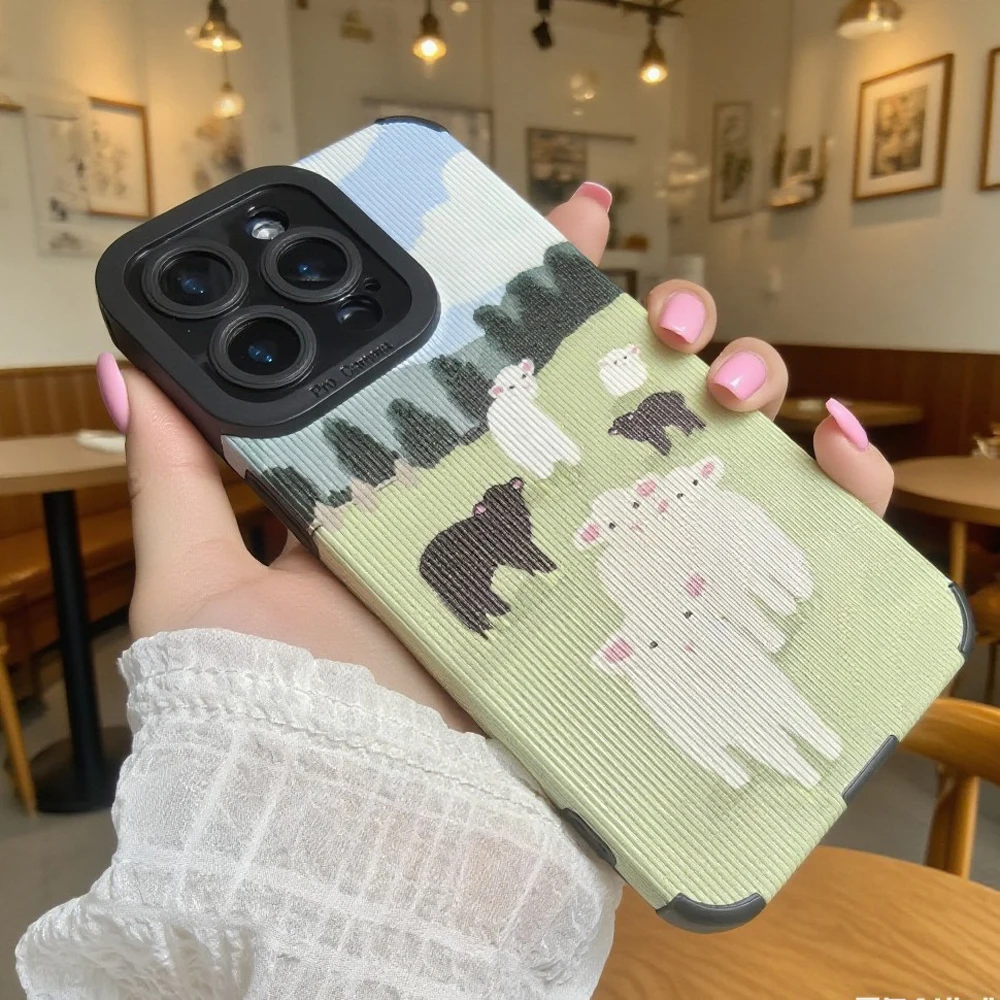 Funda de silicona de oveja de dibujos animados para iPhone 15 13 14 Pro Max 16 Plus 17 Air 11 12 Mini cubierta completa de cuero suave a prueba de golpes - imagen 3