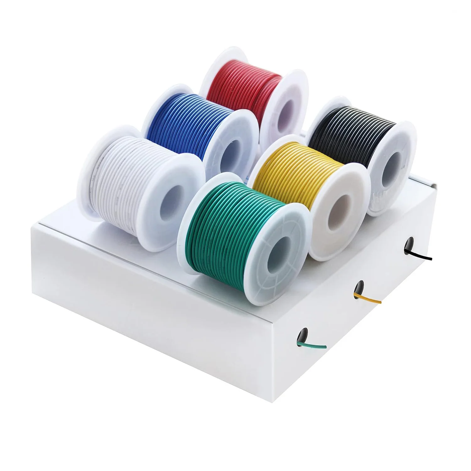 6 carretes en una caja 12-14-16-18-20-22-24-26-28-30 Cable eléctrico trenzado de silicona AWG Kit de cables de conexión de cobre estañado calibre 18