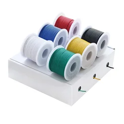 6 carretes en una caja 12-14-16-18-20-22-24-26-28-30 Cable eléctrico trenzado de silicona AWG Kit de cables de conexión de cobre estañado calibre 18