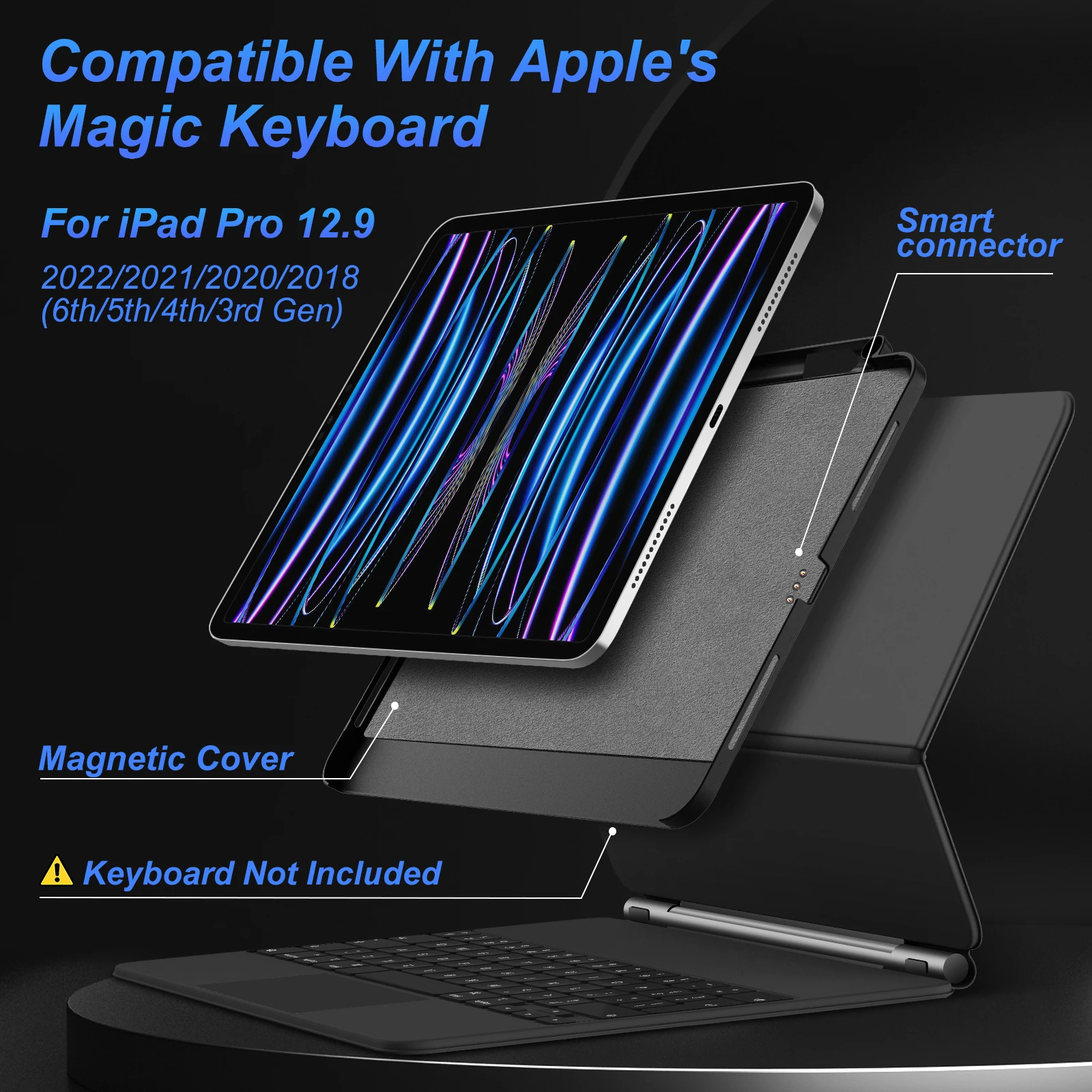 Funda magnética para iPad Pro 11 13 2024 M4 Air 6 Air 4/5 iPad Pro 12,9 funda Compatible con teclado mágico portalápices - imagen 2