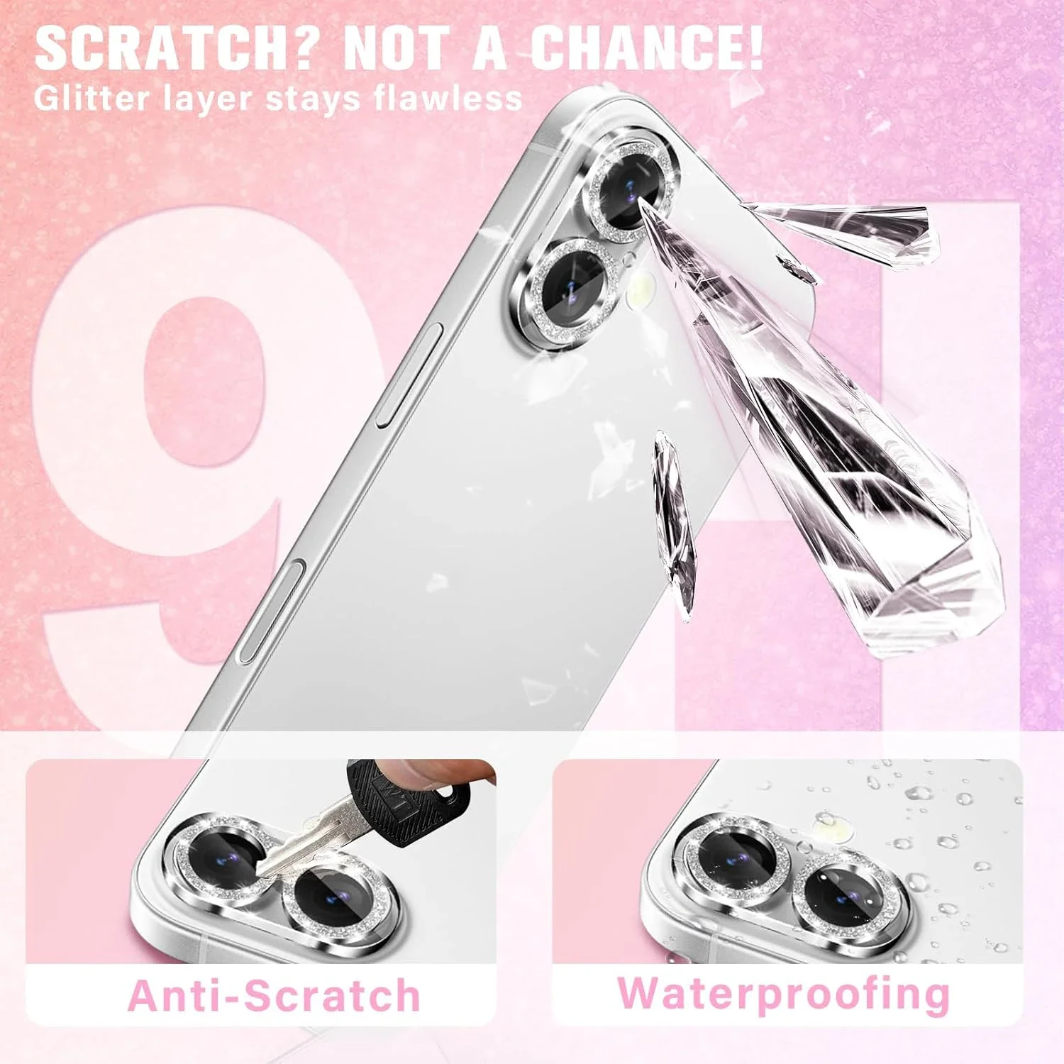 Protectores de cámara brillantes, cubierta de lente de vidrio templado inastillable para IPhone 17/17 Pro/17 ProMax/17 Air HD, películas para cámara - imagen 4