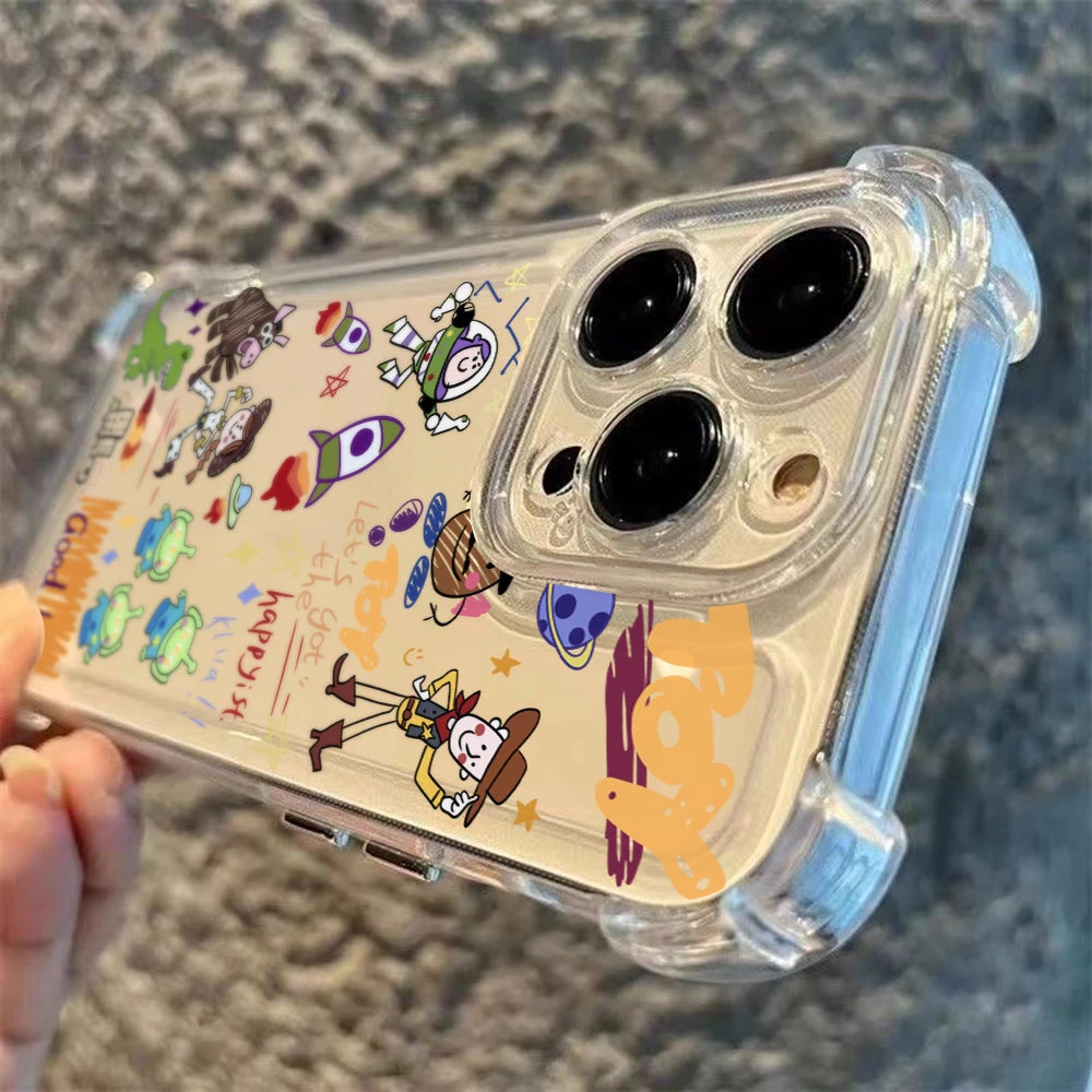 Nueva funda de teléfono Ins Toy Story para iPhone 16 15 14 Plus 13 12 Mini 11 iPhone16 Pro Max X Xs XR 7 8 funda transparente suave a prueba de golpes - imagen 5