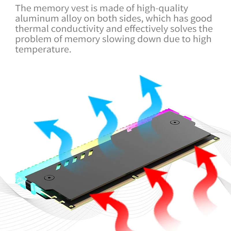 Disipador de calor de refrigeración de memoria de aluminio TEUCER ARGB con almohadilla conductora térmica para PC DDR2/DDR3/DDR4/DDR5 Kit de refrigeración de RAM de escritorio - imagen 3