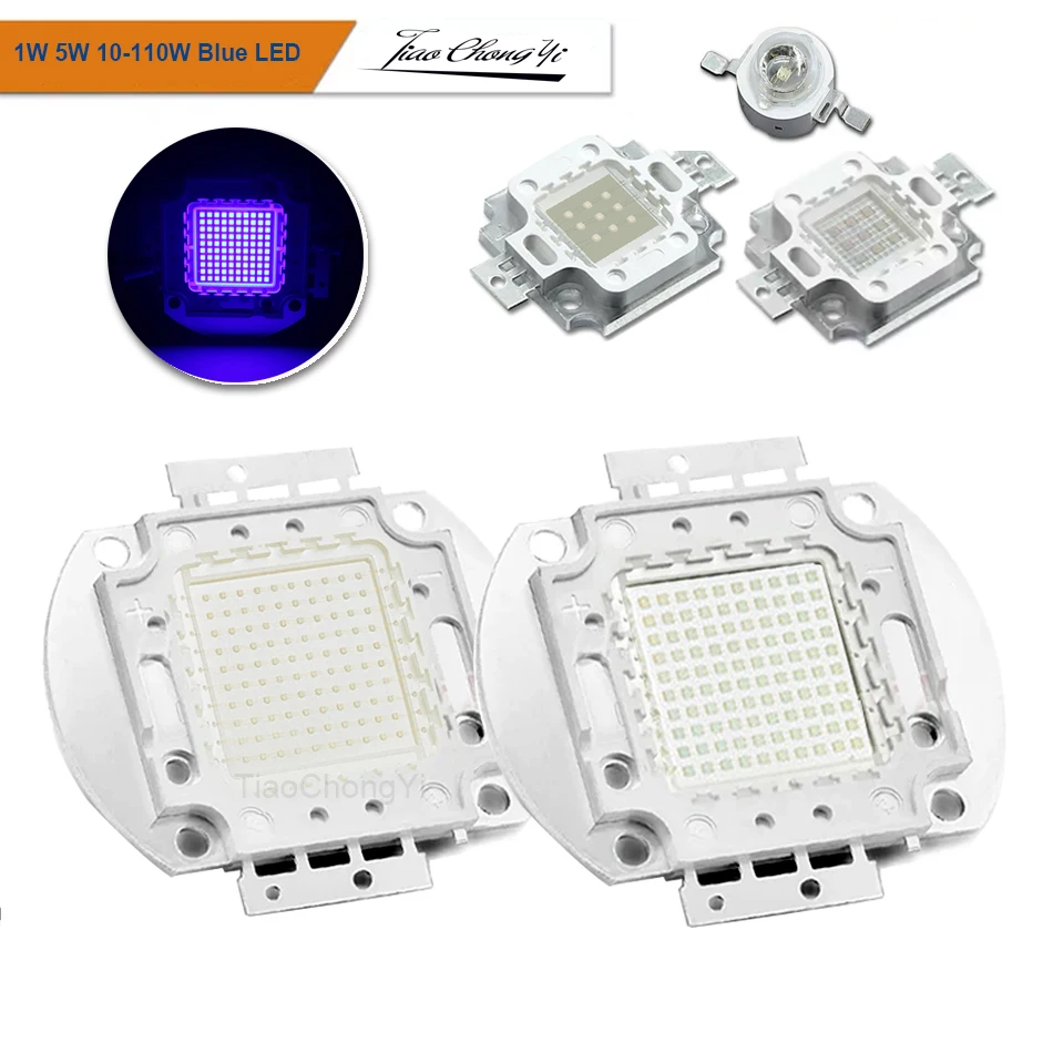 Luz LED de alta potencia azul real 445nm azul 460nm 1W 3W 5W 10W 20W 50W 100W bombilla de lámpara de Chip LED diodo emisor de luz cuentas LED
