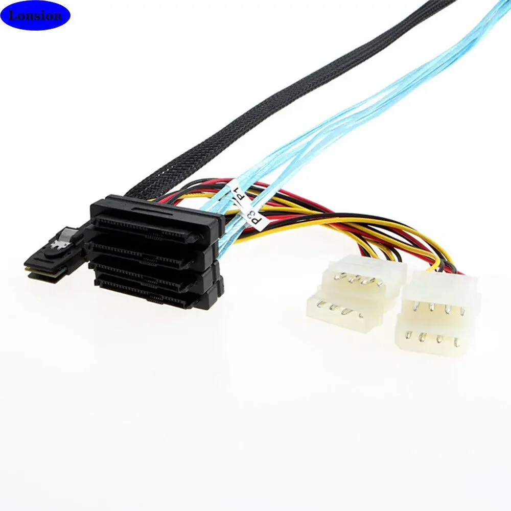 Cable adaptador de servidor MINI SAS SFF-8087 a 4 puertos MINI SAS SFF-8482 con ENERGÍA