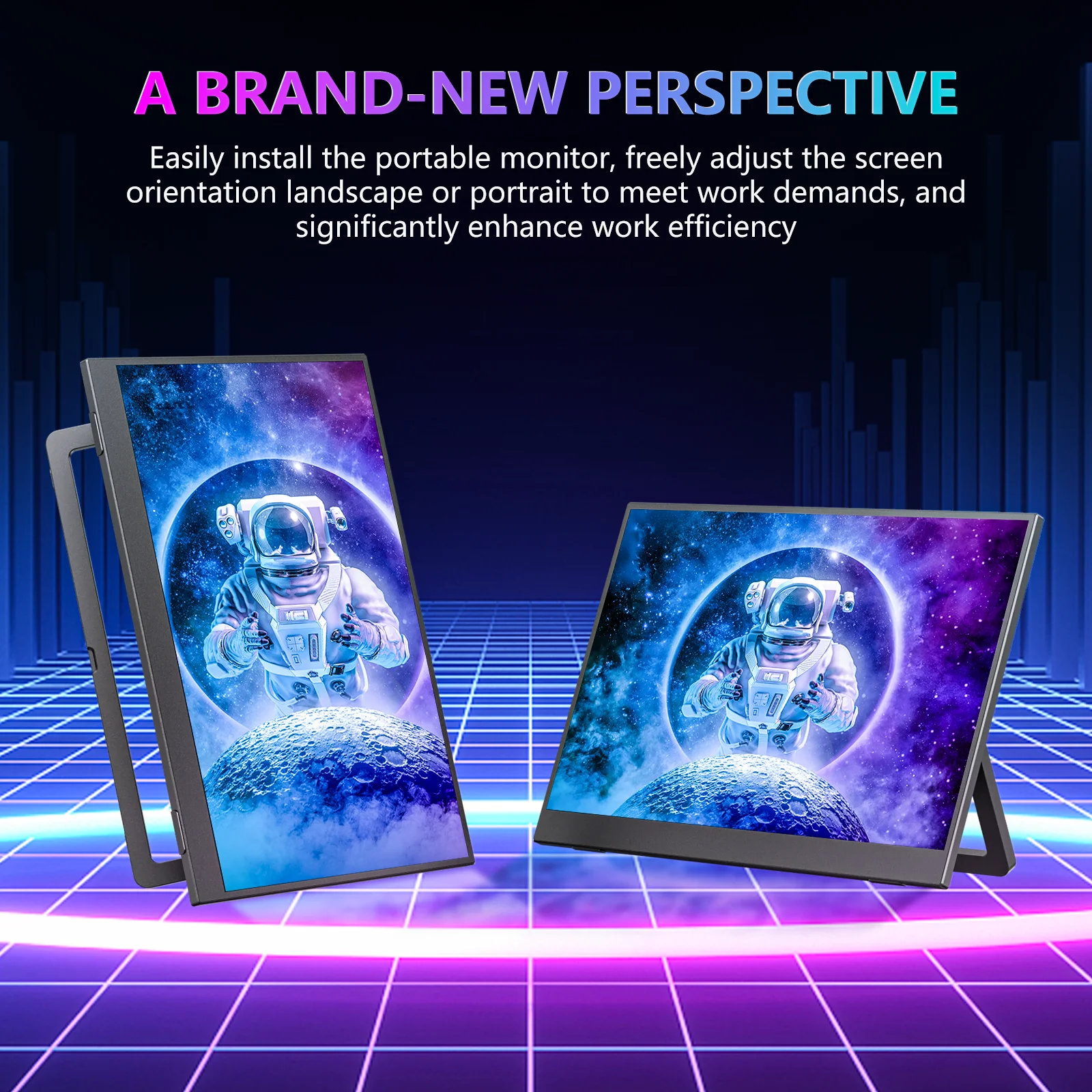 WUAWE Monitor portátil de 14 pulgadas pantalla FHD IPS USB Dual-C HDMI soporte ajustable Plug & Play para ordenador portátil PS5 Switch Xbox trabajo viaje