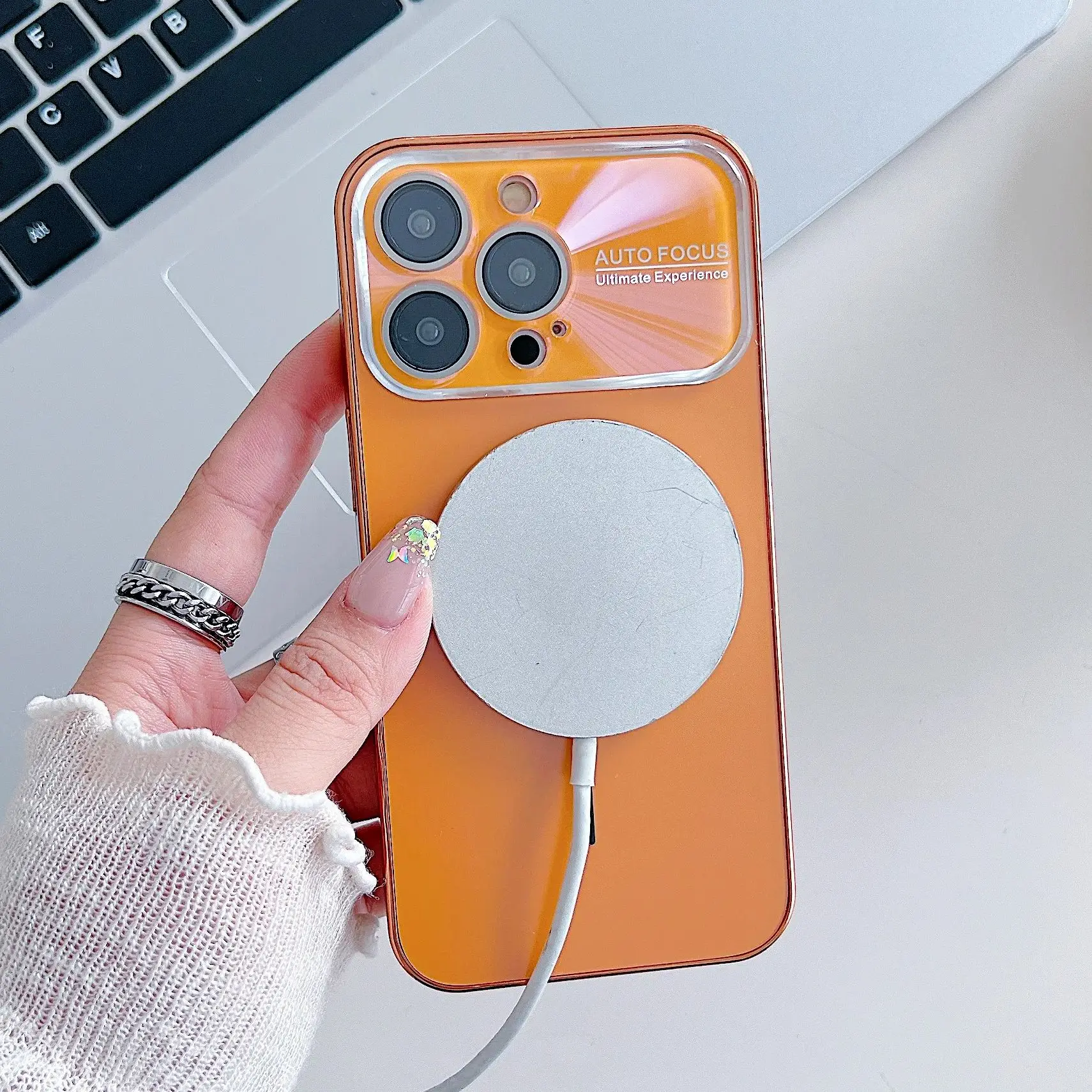 Cámara láser de lujo para Magsafe, cubierta magnética para iPhone 17 16 15 14 13 12 11 Pro Max, marco chapado en ventana grande, cubierta de teléfono - imagen 5