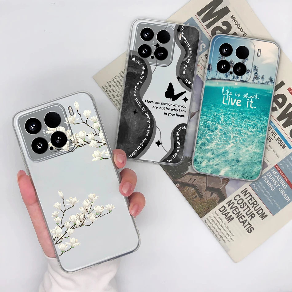 Funda de flores de ocio para Xiaomi 15 Pro, bolsas transparentes para teléfono, funda trasera suave colorida para Xiaomi15 15Pro, carcasa anticaída de silicona - imagen 5