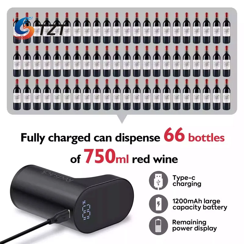 TZT-dispensador de vino automático inteligente, versión roja/blanca/negra, aireador, decantador de vino eléctrico, Alcohol, Vodka, whisky y vino - imagen 5
