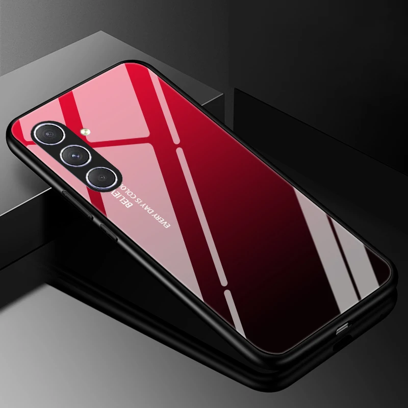 Funda de teléfono de vidrio templado para Samsung Galaxy A9 A8 A7 A6 Plus 2018 A80 A90 5G A9 Pro M10 M20 M30 cubierta trasera dura de lujo - imagen 4
