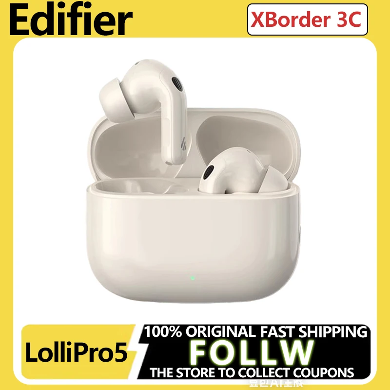Edifier LolliPro5 Auriculares inalámbricos Bluetooth -48dB Cancelación activa de ruido Batería de larga duración Auriculares de música Deporte