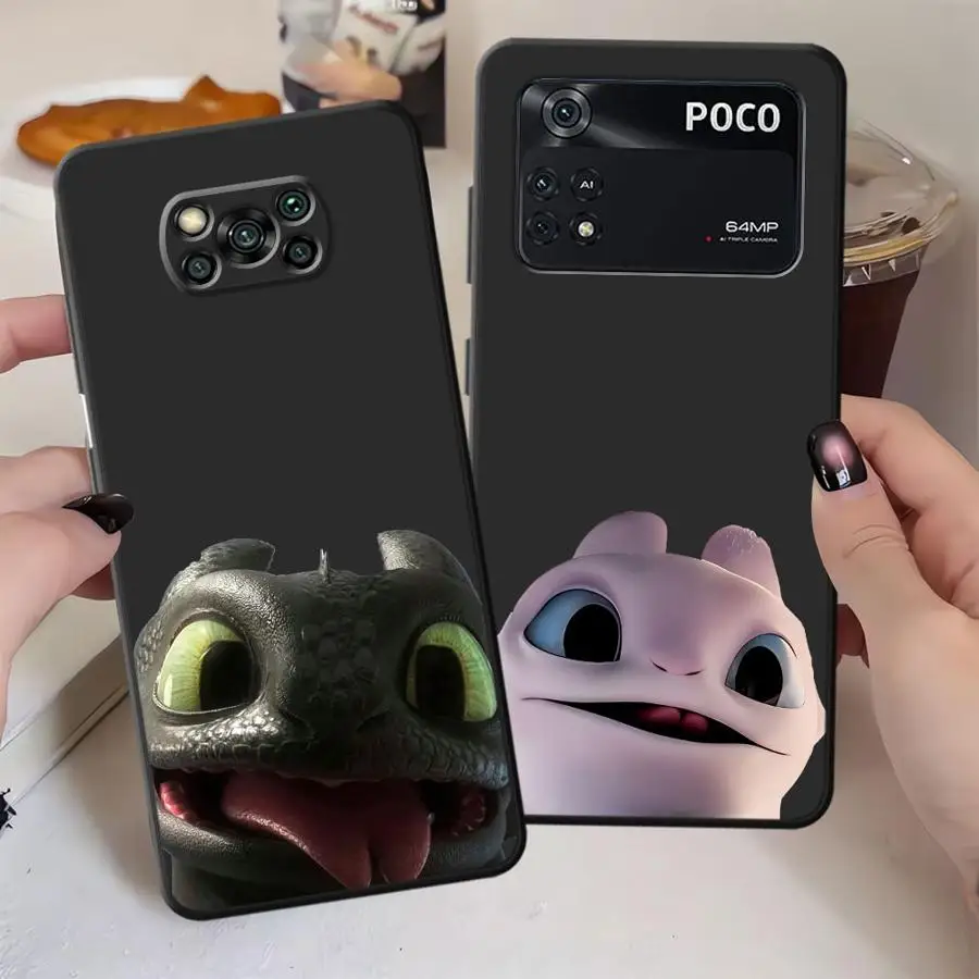 Funda de teléfono suave negra para Xiaomi Poco C40 C50 F1 M3 M4 M7 Pro C71 M5 C61 X3 X4 X5 X7 Pro C75 F3 lindo dragón de dibujos animados - imagen 4