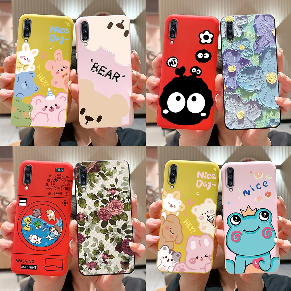Funda para Samsung Galaxy A70 elegante flor pintada a prueba de golpes TPU funda de teléfono de silicona suave para Samsung A70 A 70 A705F