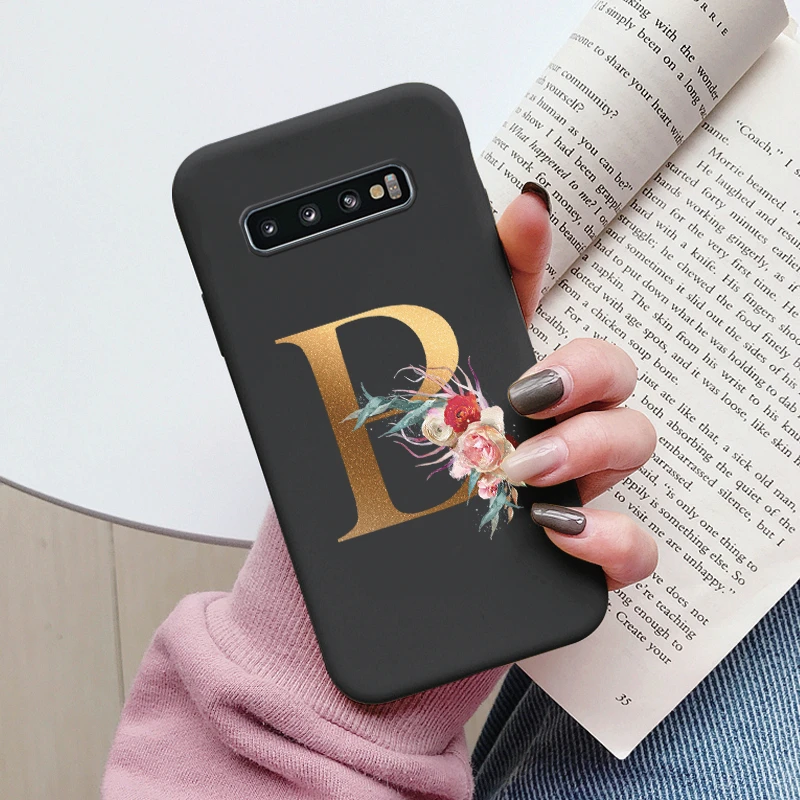 Para Samsung Galaxy S10 S10E S 10 Plus funda flor letra dorada A Z a prueba de golpes funda de teléfono de silicona suave para Samsung S10 S10 + bolsas - imagen 4
