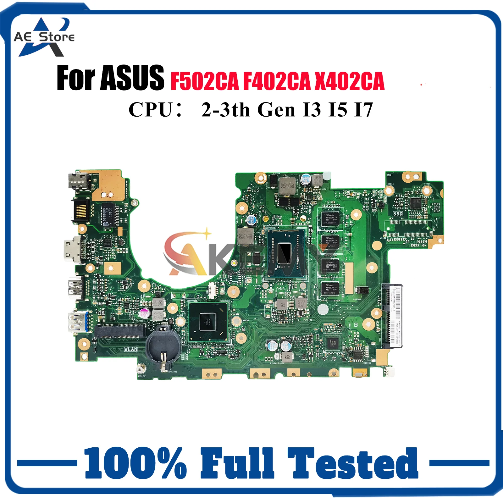 Placa base para ordenador portátil X402CA para ASUS VivoBook X402CA F402CA F502CA X402C placa base para portátil con CPU I3 I5 I7 100% pruebas OK stk