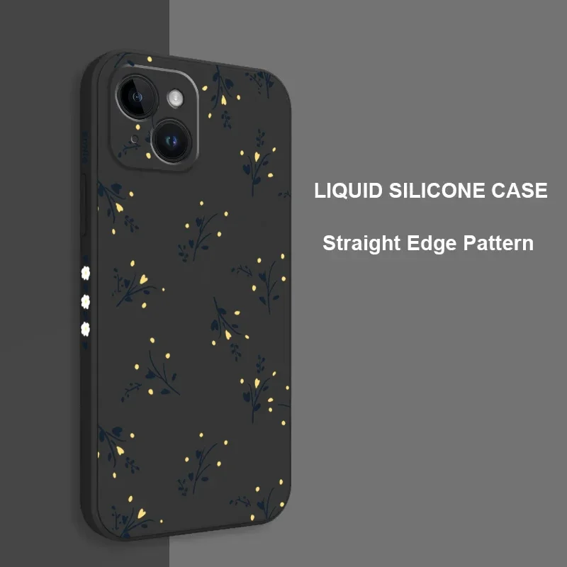 Bonitas flores cuadradas funda de teléfono de silicona para iPhone 15 Pro Max 14 13 12 11 XS X XR 7 8 Plus 15 cubierta de parachoques suave mate a prueba de golpes - imagen 3