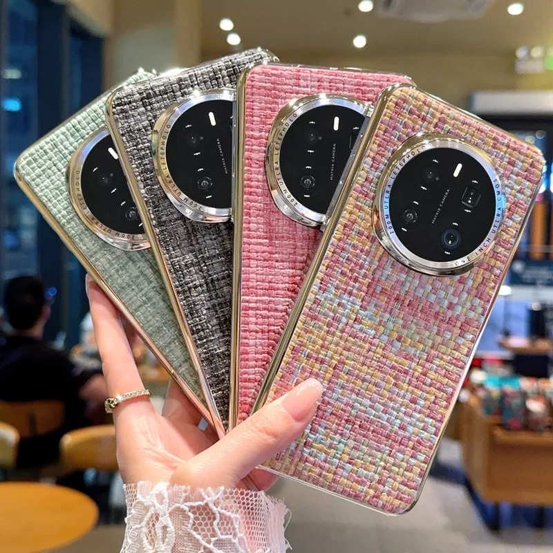 Para Huawei Honor Magic 7 Pro funda de lujo PU tejido patrón funda protectora trasera para Magic7 7 pro funda completa para teléfono