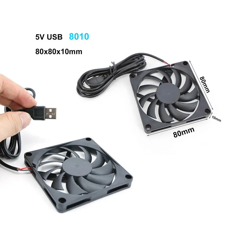80x80x10mm 80mm 8cm DC 5V USB ventilador de caja de refrigeración para receptor DVR Xbox TV Box enrutador A7 - imagen 4