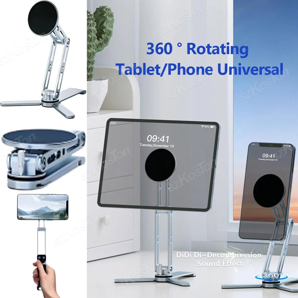 Trípode magnético 2 en 1 para iPad, soporte para teléfono, tableta, iPad, portátil y de escritorio, Flexible 360 ° Palo de selfie de viaje con rotación - imagen 2