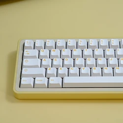 Keycaps PBT de doble inyección, perfil Cherry, blanco y amarillo