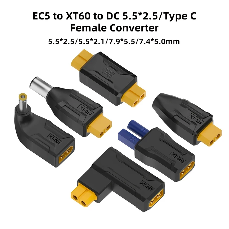 Adaptador XT60 a EC5 tipo C DC 5,5X2,5 5,5X2,1 7,4X5,0 7,9X5,0mm a conector XT60 modelo avión cargador de batería convertidor de enchufe - imagen 3