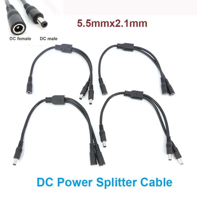 Cable adaptador divisor de corriente, Cable de extensión de 5,5mm x 2,1mm, macho a macho, hembra a hembra, 1 a 2 vías, CCTV, CC - imagen 2