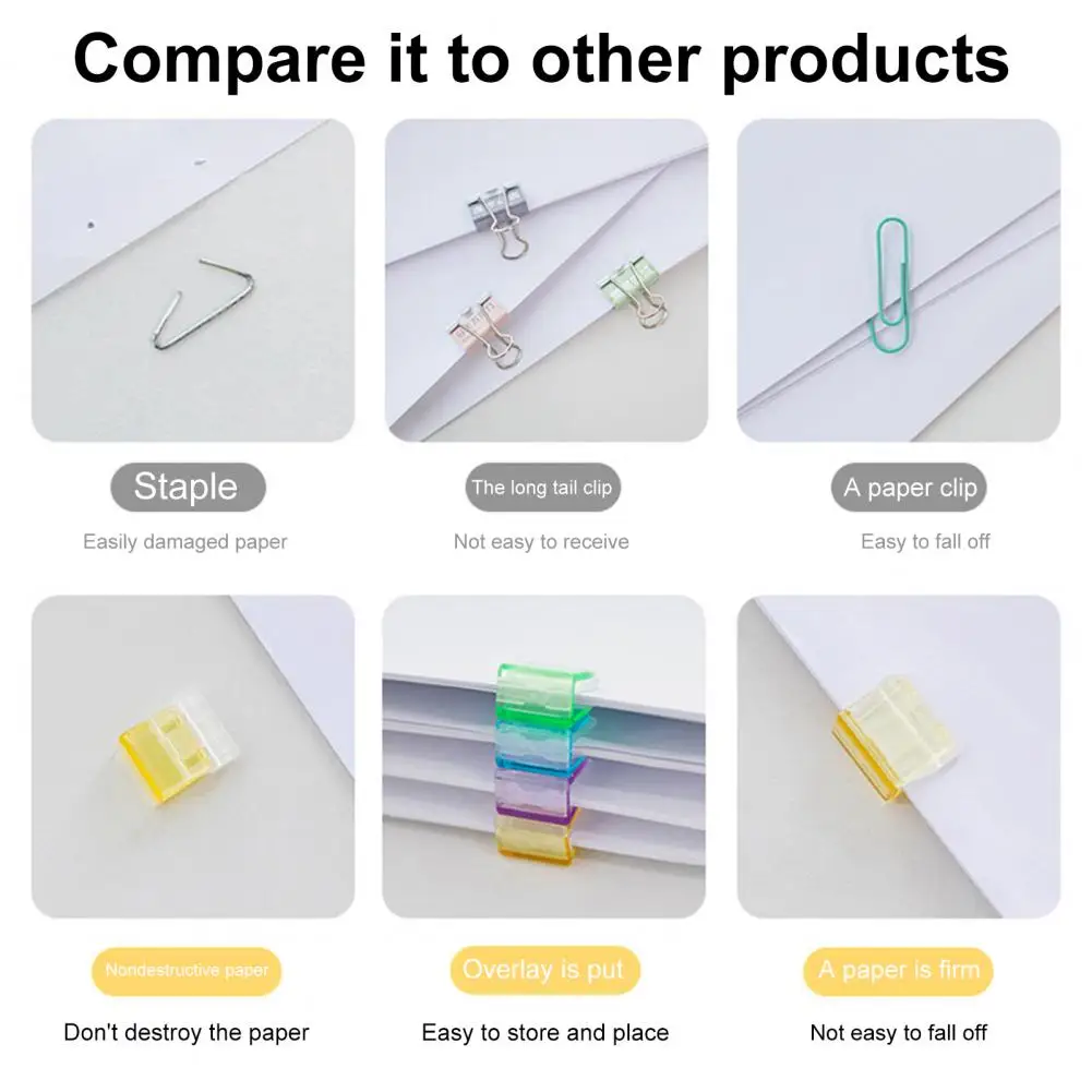 Clips de papel de plástico de Color caramelo, gran variedad de usos, ahorro de espacio para la escuela - imagen 2