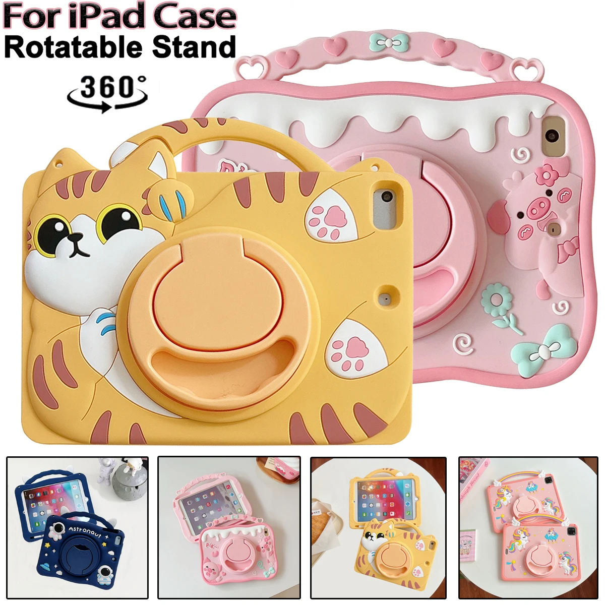 Para IPad 9 8 7. a generación funda infantil para IPad Air 2 3 4 5 10,9 2022 Mini 6 Pro 11 funda protectora de silicona para tableta con bonitos dibujos - imagen 2