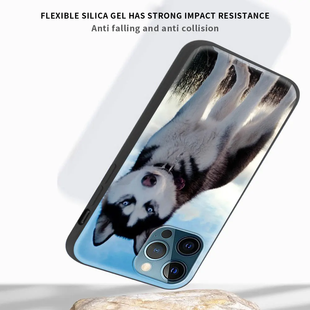 Funda de teléfono de lujo de Alaskan Husky Dog para iPhone 13, 15, 14, 12, 11 Pro MAX, XR, X, SE, XS, 7, 8 Plus, cubierta de silicona negra mate - imagen 5