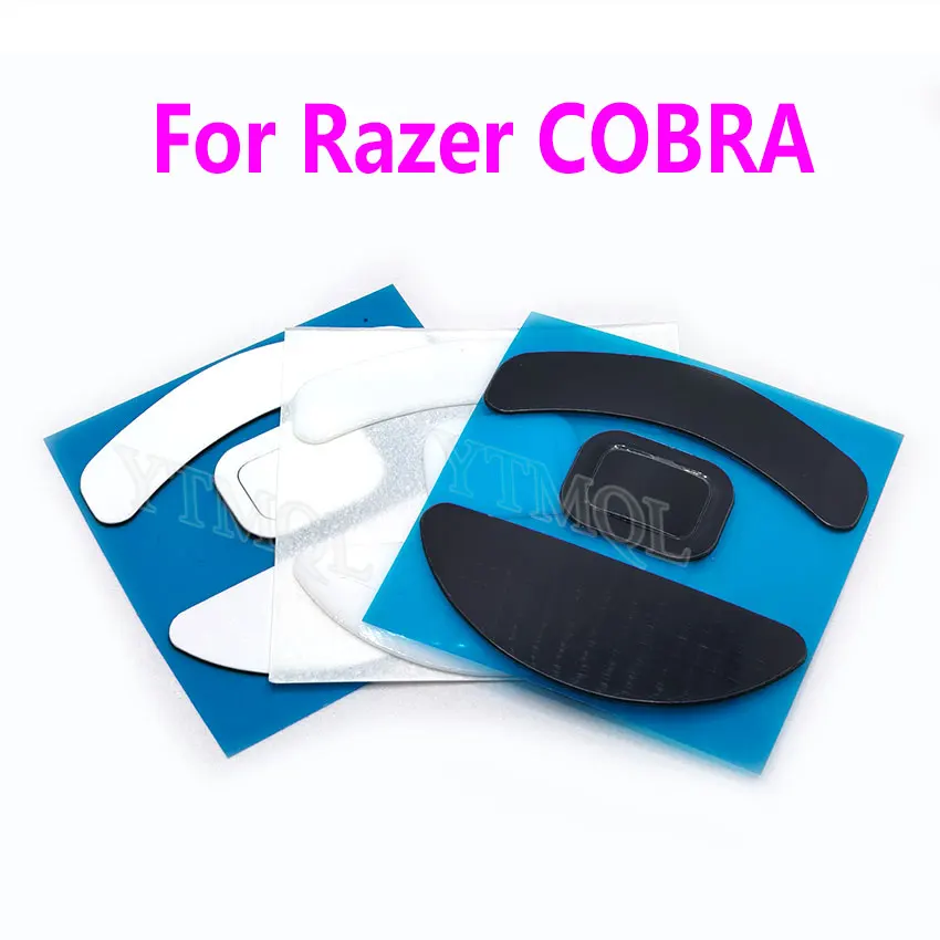 1 Juego de patines para pies de ratón para Razer COBRA, versión con cable, almohadillas deslizantes de repuesto para pies, conector adhesivo para ratón blanco y negro