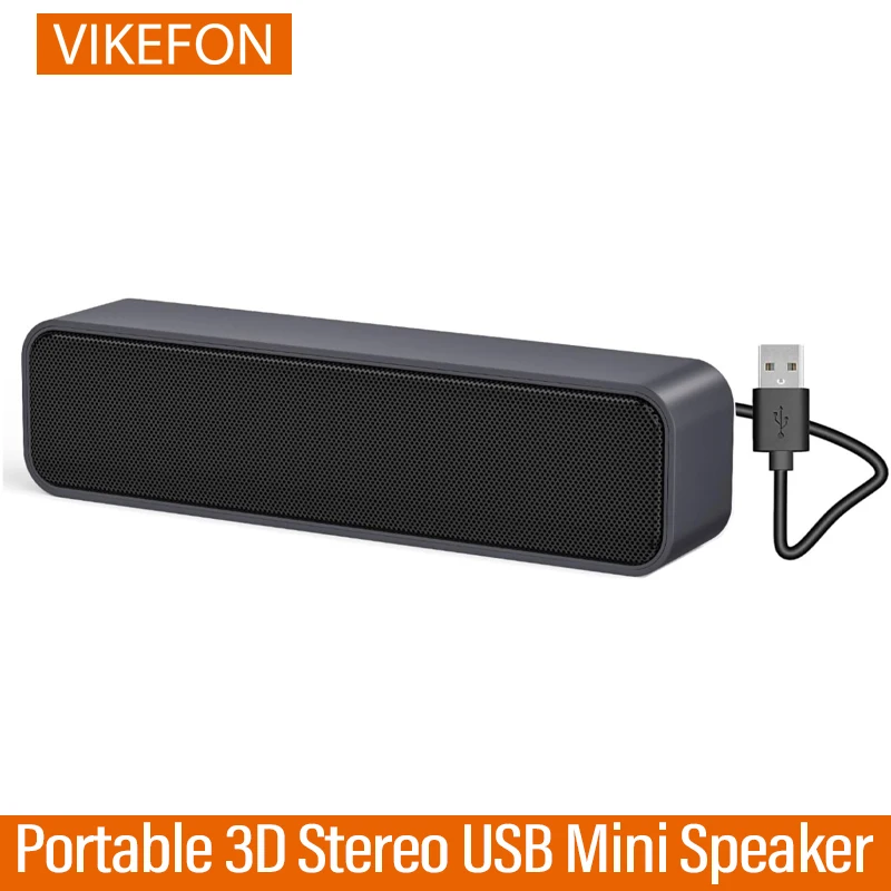VIKEFON Mini altavoz USB estéreo 3D portátil alimentado con altavoz dual Tarjeta de sonido de decodificación incorporada para computadora de escritorio Caja portátil - imagen 2