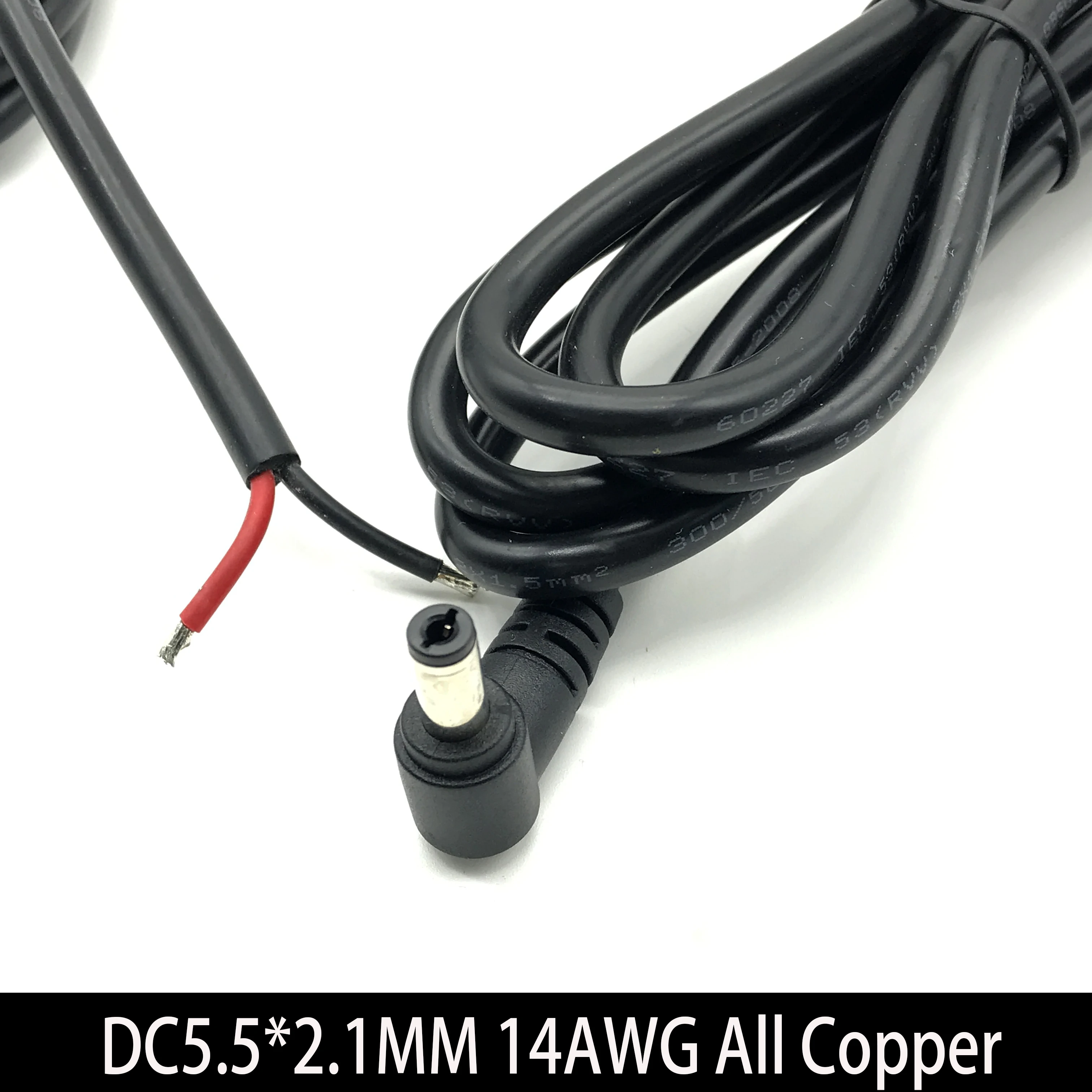 DC5.5 * 2,1 MM 2,5mm enchufe del cable de alimentación 14AWG 12V-24V 15A 180W Cable de alimentación de altura Eblow para adaptador de enchufe de alimentación de extensión 0,3 m 0,5 m 1,5 m - imagen 2