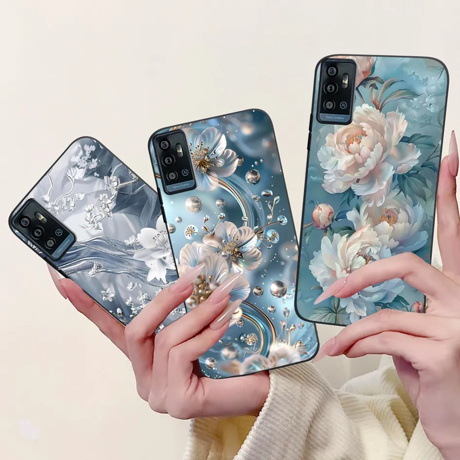 Para ZTE Blade A71 2021 funda A7030 nueva moda arte floral pintado suave cubierta de silicona negra para ZTE Blade A51 A 51 TPU Capa - imagen 2