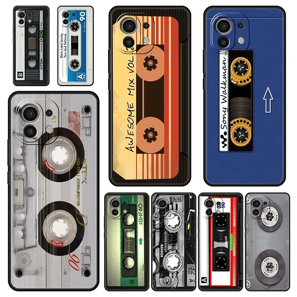 Funda de teléfono con cinta de casete vintage para Xiaomi Mi 15 14 13 12 11 Lite 14T 13T 12T 11T Pro Poco X7 X6 X5 X3 Pro F6 F5 F4