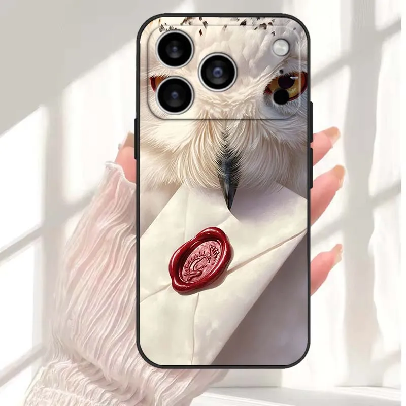 Art Owl Magic para Apple iPhone 17 Air 16e 16 15 14 13 XS X Mini Plus Pro Max funda de teléfono negra - imagen 4