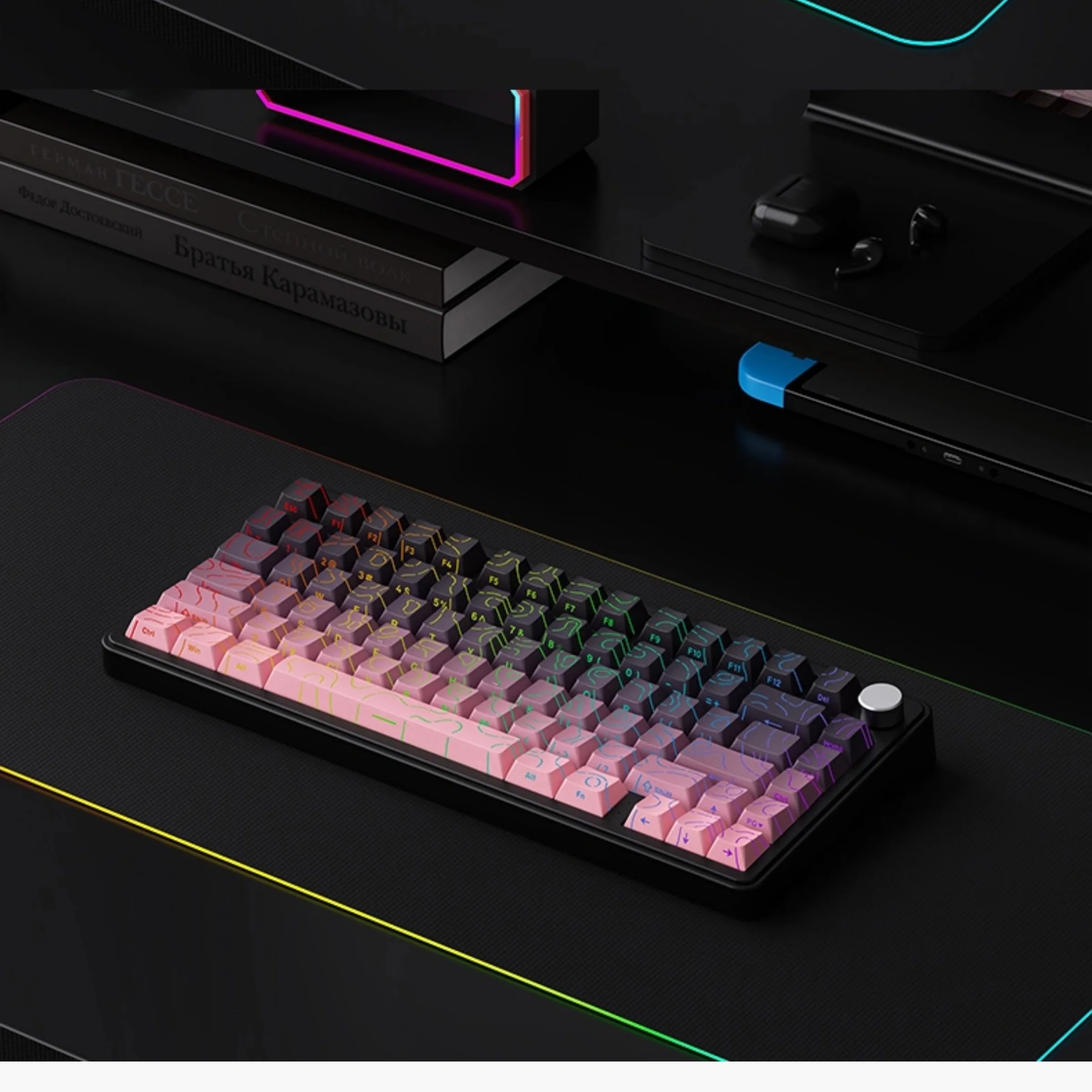 Teclas topográficas blancas de 98 teclas, teclas PBT 4,0, doble disparo, impresión lateral, brillo a través de teclas retroiluminadas para teclado mecánico MX Gamer - imagen 5