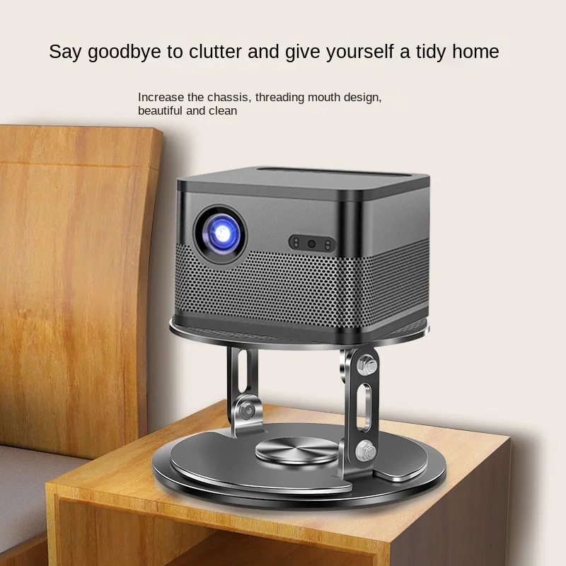 Soporte giratorio para proyector de 360 grados, soporte de almacenamiento de escritorio sin agujeros montado en la pared para el hogar pequeño, soporte para proyector de mesa - imagen 4