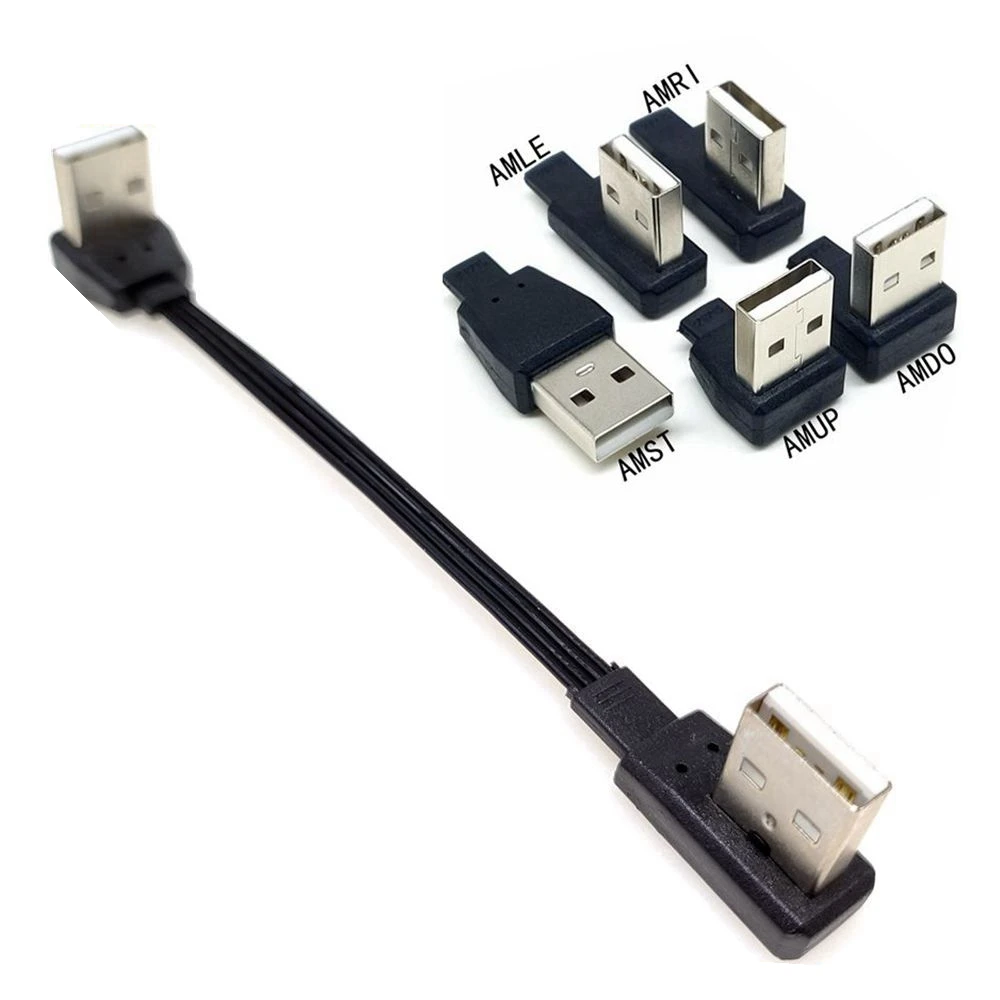 Almohadilla de enfriamiento cable de extensión USB de doble curva codo ángulo recto línea de datos USB macho a macho l corto 2,0 arriba, abajo, izquierda y derecha - imagen 2