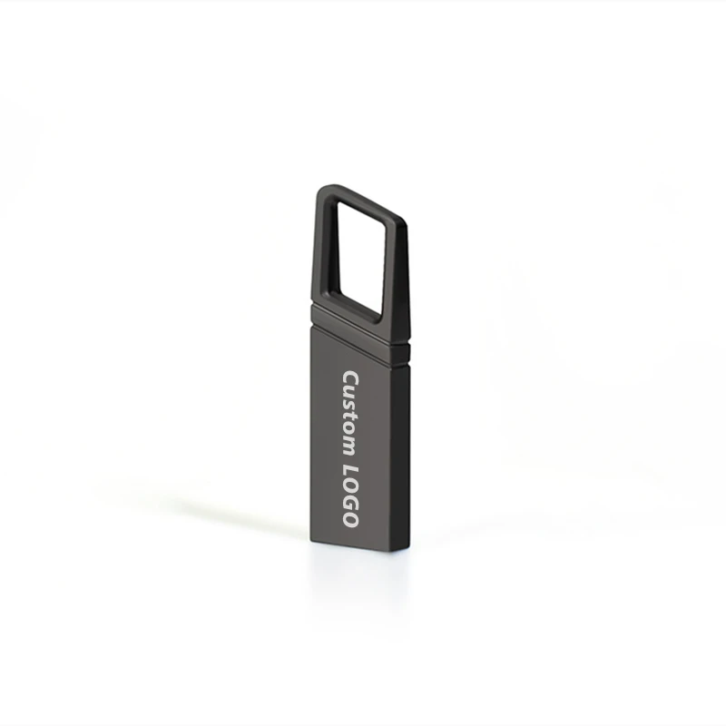 Unidad flash USB2.0 de metal gris con logotipo de grabado láser personalizado gratis 4GB 8GB 16GB 32GB 64GB 128GB - imagen 2