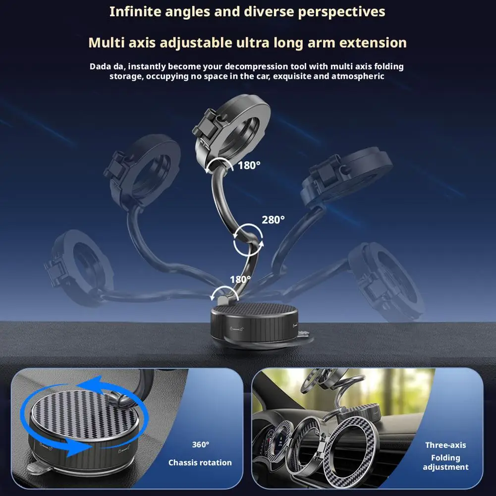 Soporte magnético para teléfono de doble cabeza, ventosa de rotación, soporte para teléfono para coche, soporte plegable ajustable para teléfono, tablero - imagen 3