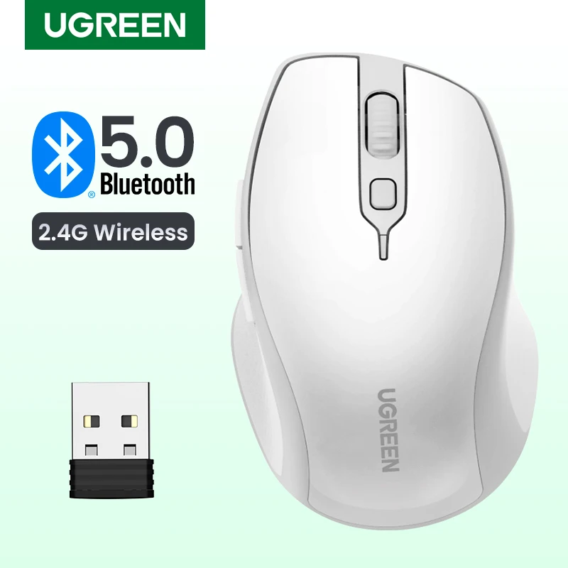 UGREEN Wireless Mouse Bluetooth 5.0 Ergonomic 4000 DPI 6 Mute Buttons For MacBook Computer Tablet Laptop PC 2.4G Wireless Mice