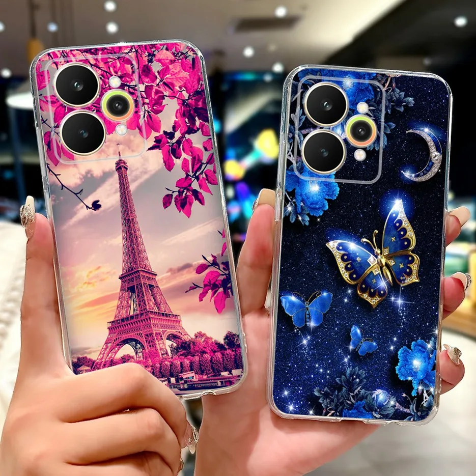 Para Realme 15 Pro 5G funda RMX5101 lindo gato flores pintado cubierta suave funda de teléfono delgada para Realme 15 Realme15 Pro 5G Fundas Coque - imagen 2